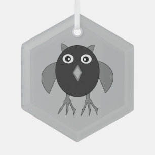 Creepy Halloween Owl Glass Ornament