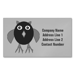 Creepy Halloween Owl Magnetic Business Cards