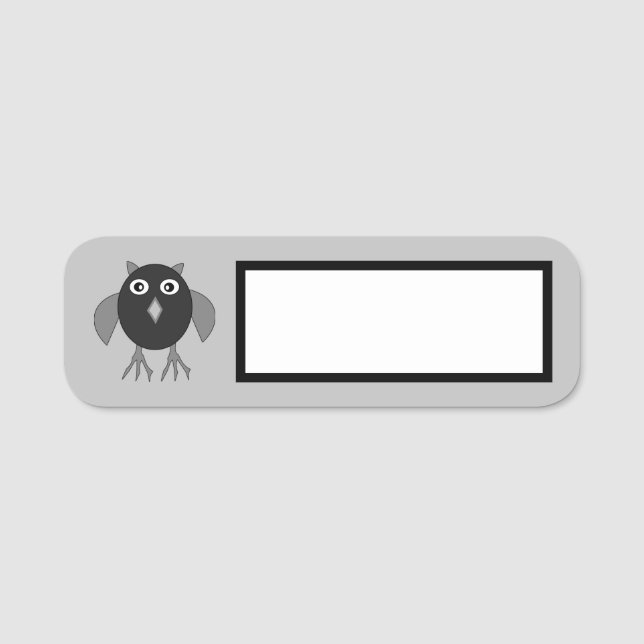 Creepy Halloween Owl Name Tag (Front)