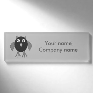Creepy Halloween Owl Personalized Name Tag