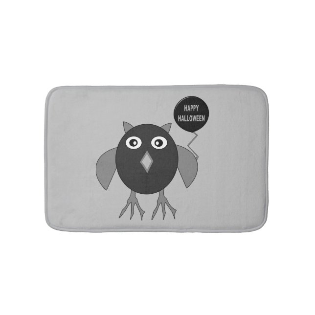 Creepy Halloween Party Owl Bath Mat (Front)