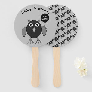 Creepy Halloween Party Owl Custom Hand Fan