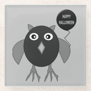 Creepy Halloween Party Owl Glass Coaster