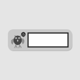 Creepy Halloween Party Owl Name Tag