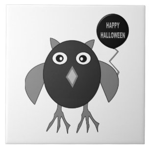 Creepy Halloween Party Owl Tile