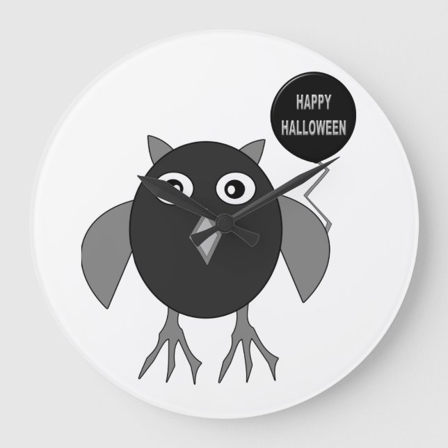 Creepy Halloween Party Owl Wall Clock (Front)