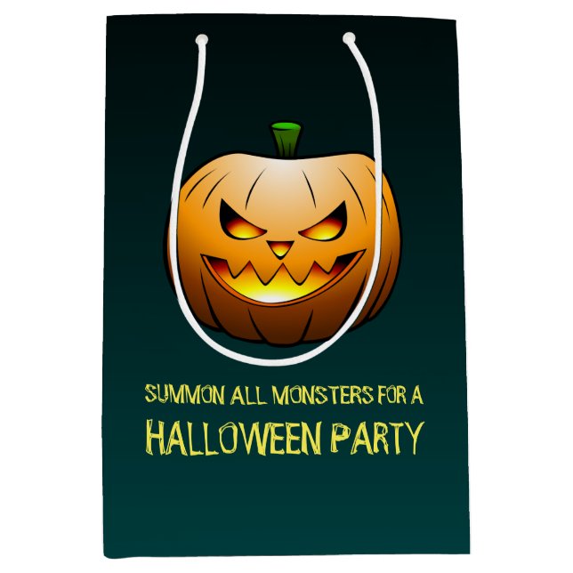Creepy Halloween Pumpkin Head Medium Gift Bag (Front)