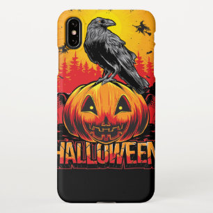 Creepy Halloween Pumpkin Head with Crow  iPhone XS Max Case
