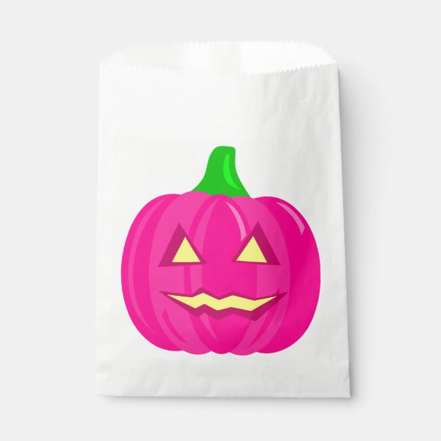 creepy halloween pumpkin pink  favour bag (Front)