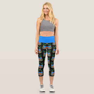 creepy halloween pumpkin tropical island capri leggings