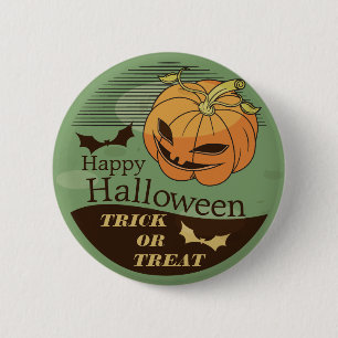 Creepy Halloween Pumpkin Vintage Pin Button