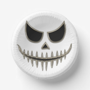Creepy Halloween Skeleton Face Paper Bowl Paper Plate