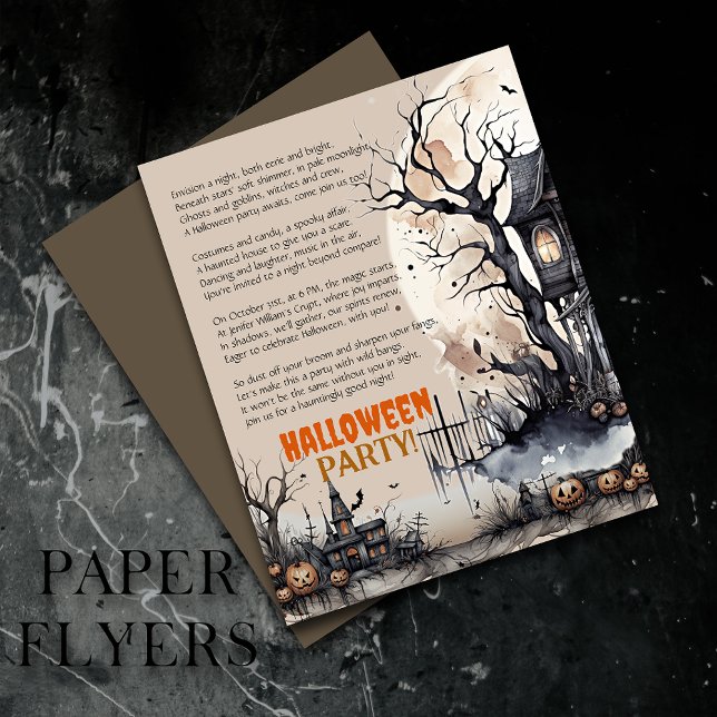 Creepy Halloween Spooky Party Poem Invitation Flyer (Inexpensive and ideal Halloween invitations, perfect for inviting guests to your party.)