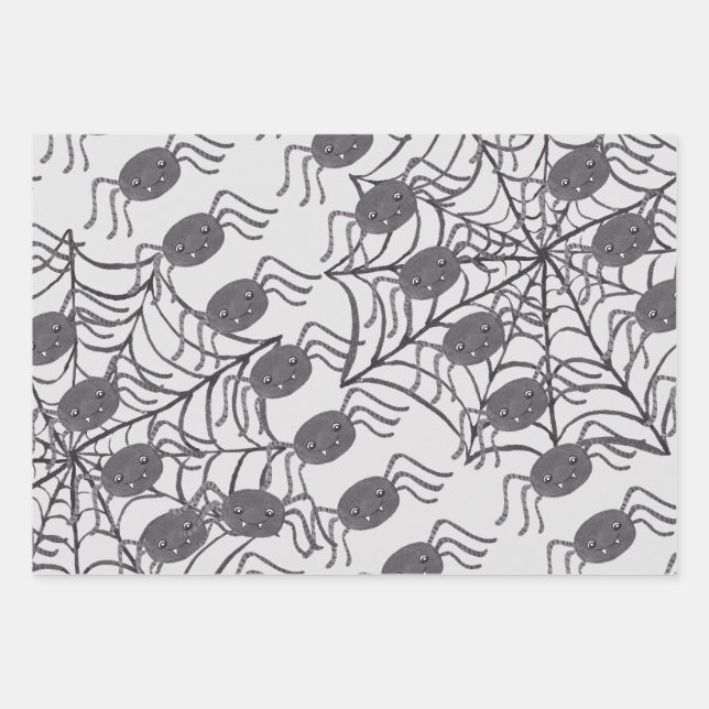 Creepy Halloween Theme Bats Pumpkins Ghosts Wrapping Paper Sheet (Front 3)