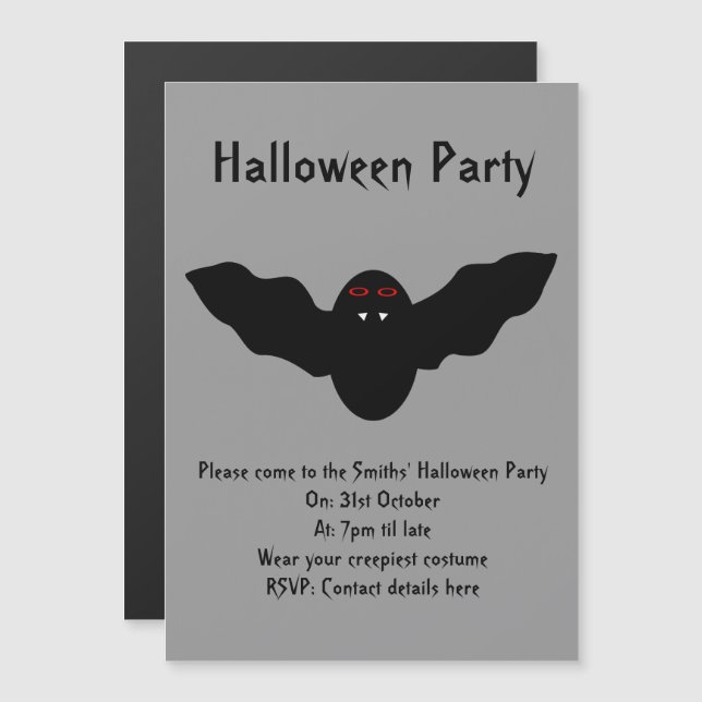 Creepy Halloween Vampire Bat Party Invites (Front/Back)