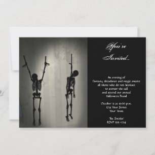 Creepy Hanging Skeletons on a Wall Halloween Party Invitation