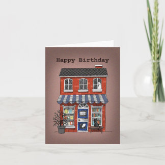 Creepy Haunted Bookstore Cute Ghost Birthday Card