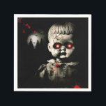 Creepy Haunted Doll Halloween Costume Party Napkin<br><div class="desc">Customize with any text.</div>