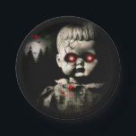 Creepy Haunted Doll Halloween Costume Party Paper Plate<br><div class="desc">Customize with any text. Matching items are available.</div>