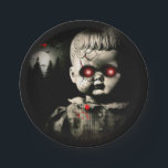 Creepy Haunted Doll Halloween Costume Party Paper Plate<br><div class="desc">Customize with any text. Matching items are available.</div>