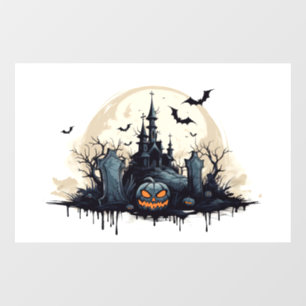 Creepy Haunted Halloween Scene Window Cling