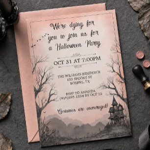Creepy Haunted House Adult Halloween Invitation