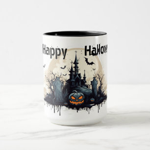 Creepy Haunted House and Grave Yard Mug