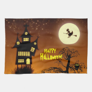 Creepy Haunted House Halloween Decorative Kitchen Towel