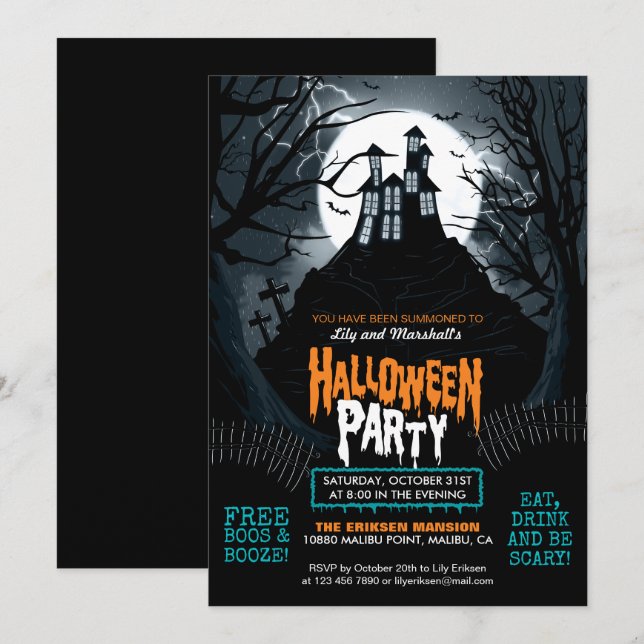 Creepy Haunted House Halloween Party Invitation (Front/Back)