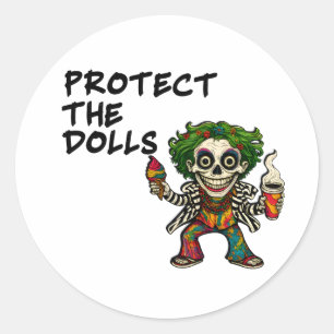 Creepy Hippie Clown Skull Graphic Classic Round Sticker