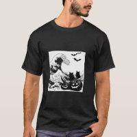 Creepy Hokusai Wave Halloween Cats T Shirt
