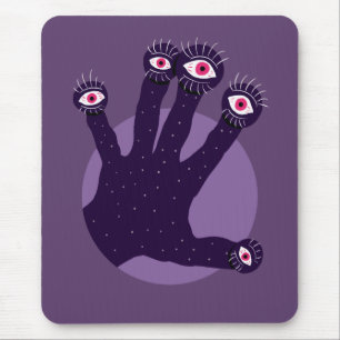 Creepy Horror Hand With Eyes Mouse Pad