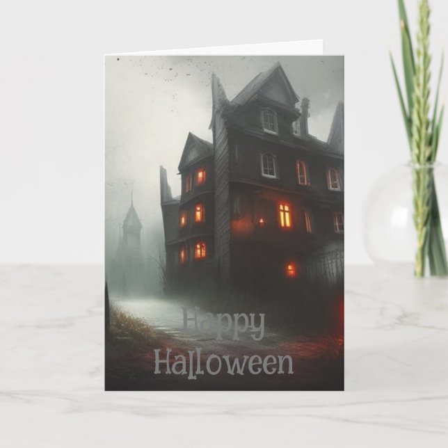 creepy house halloween card (Front)