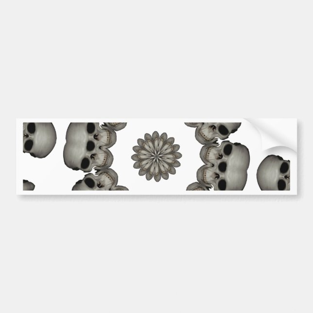 Creepy Human Skull Mandala Bumper Sticker (Front)