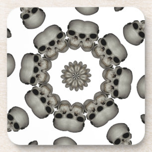 Creepy Human Skull Mandala Coaster
