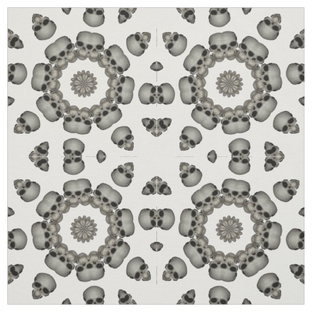 Creepy Human Skull Mandala Fabric (Swatch)