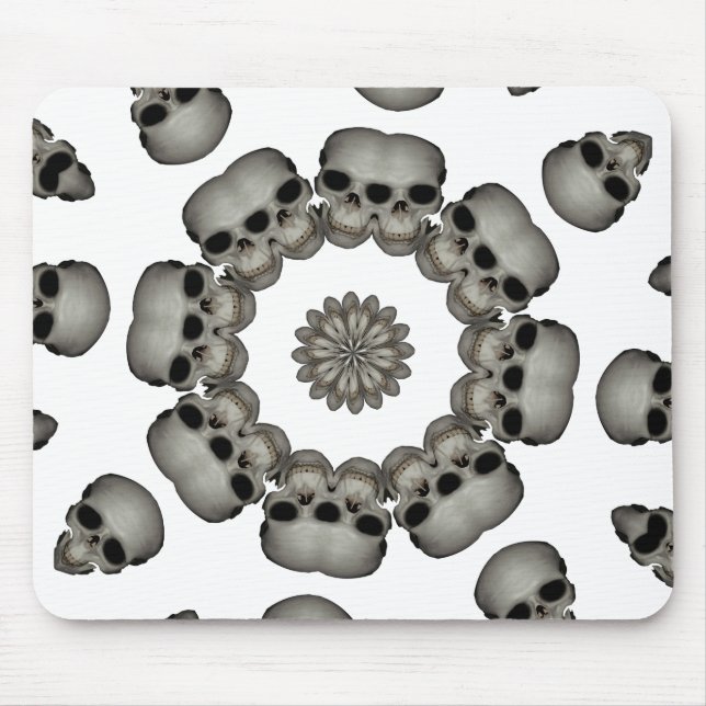 Creepy Human Skull Mandala Mouse Pad (Front)