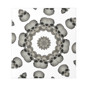 Creepy Human Skull Mandala Notepad