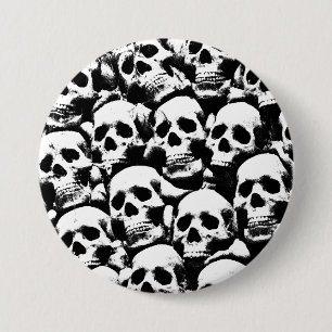 creepy human skulls pattern horror gothic dark art 3 inch round button