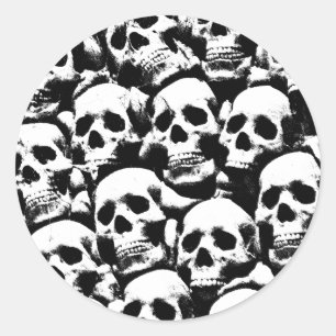creepy human skulls pattern horror gothic dark art classic round sticker