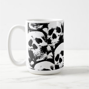 creepy human skulls pattern horror gothic dark art coffee mug