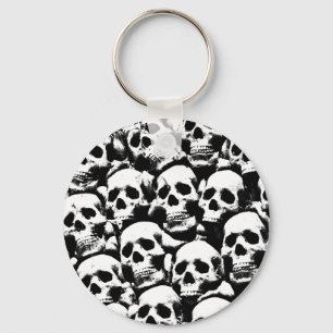 creepy human skulls pattern horror gothic dark art keychain