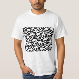 creepy human skulls pattern horror gothic dark art T-Shirt