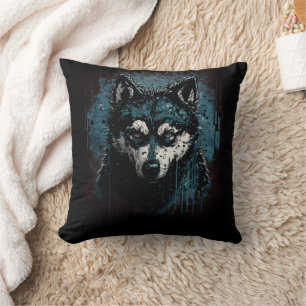 Creepy Husky Throw Pillow