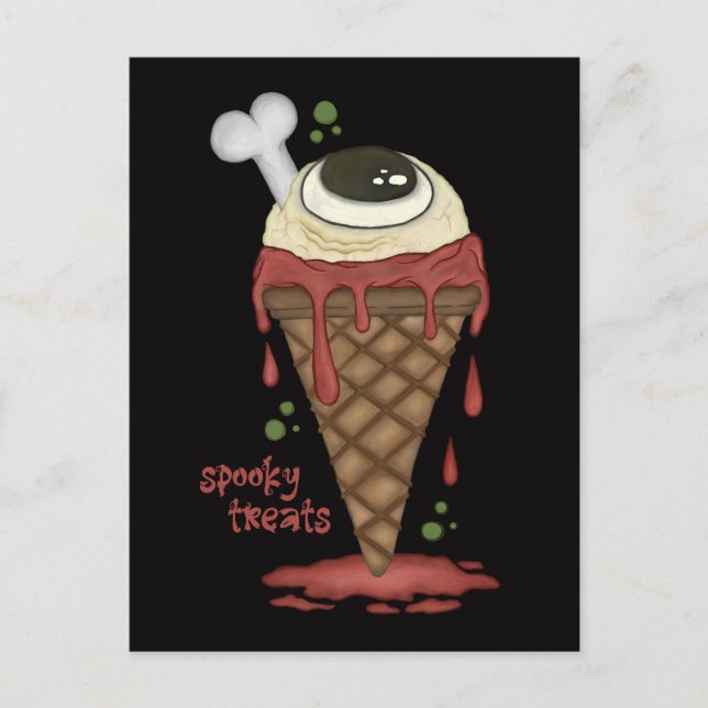 Creepy Ice Cream Halloween Holiday Postcard (Front)