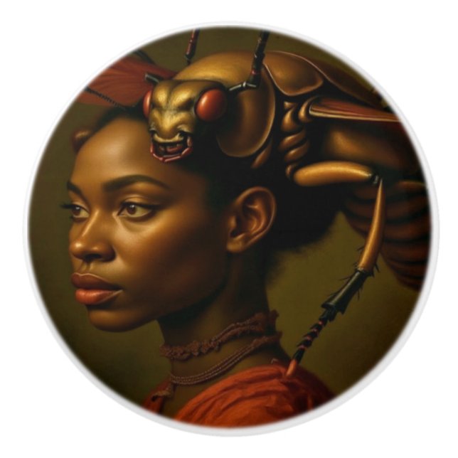 Creepy Insect Beautiful Lady  Ceramic Knob (Front)