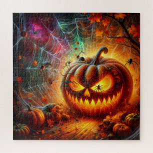 Creepy Jack-O-Lantern and Spiders Jigsaw Puzzle