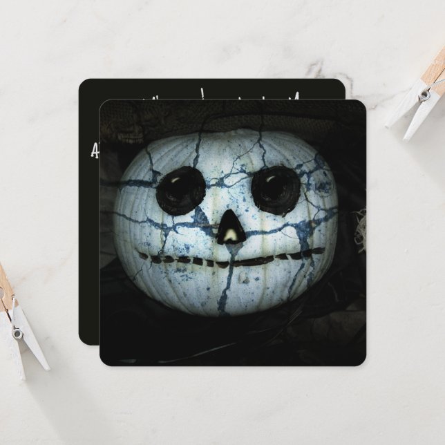 Creepy Jack-o-Lantern Halloween Invitation (Front/Back In Situ)