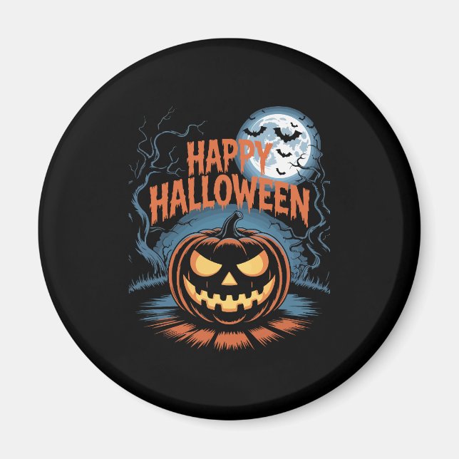 Creepy Jack O� Lantern Halloween Magnet (Front)