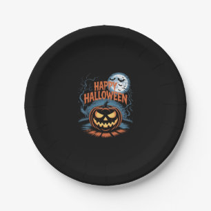 Creepy Jack O� Lantern Halloween Paper Plate